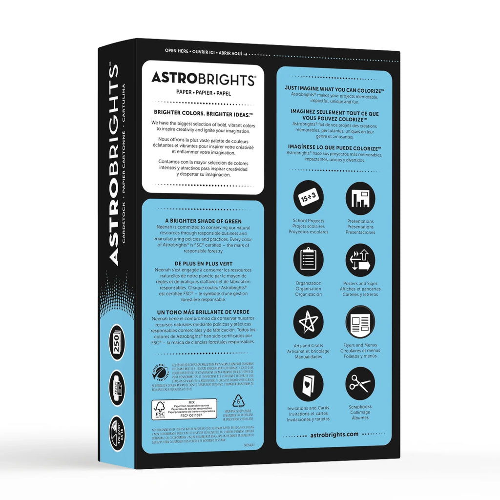 Lunar Blue, 11", 65 8.5" lb., 250 Sheets x Astrobrights Cardstock, Colored