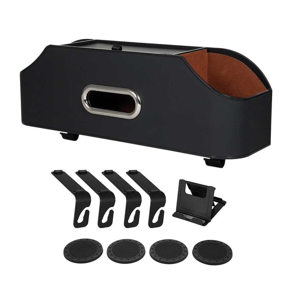 Box Phone Car to Organizer Multifunctional Books Snacks Box, Storage with Backseat Cup Holder, Organize Headrest Toys Hook, Bottles Organizer, Backseat Headrest Car Holder, Phones Tissue