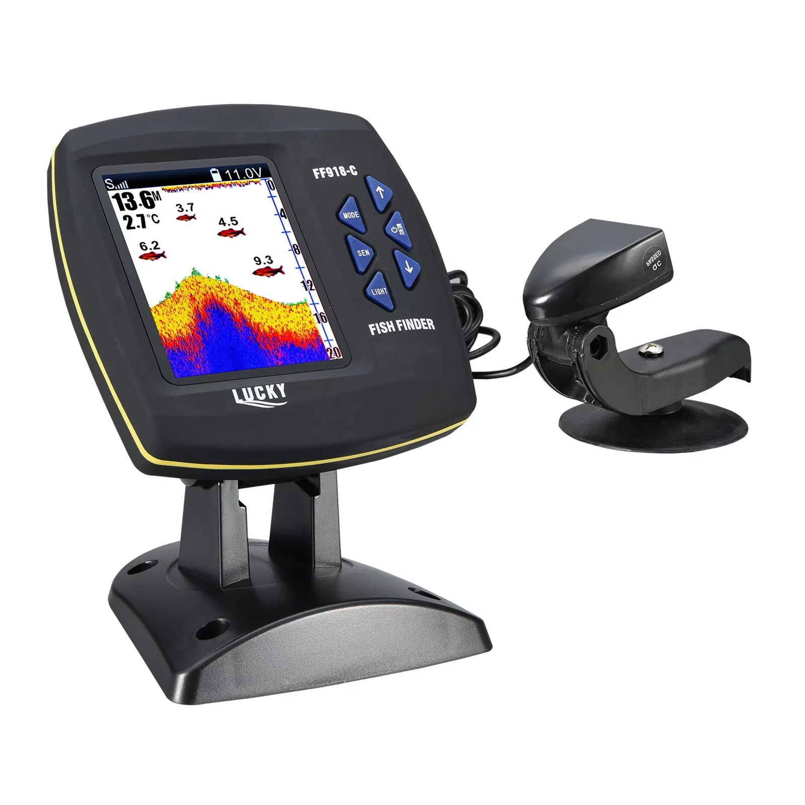 Finder Fishfinder Underwater Tomshoo Fishfinder Fish Transducer Locator Boat 45 LCD Monitor Underwater Wired Fish Fish Sensor Finder Detector Waterproof Degrees Fishing Portable Fish
