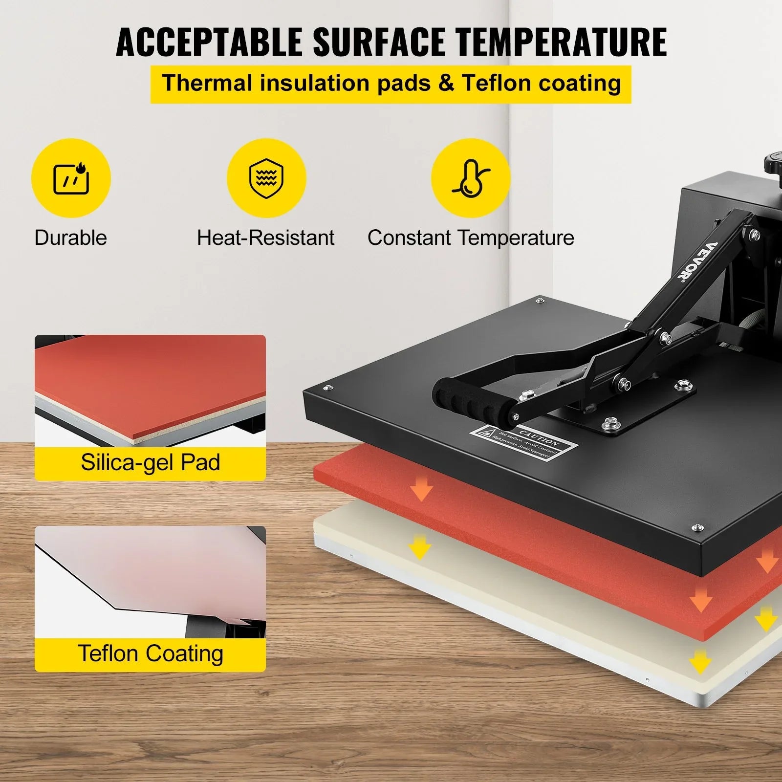 Press Heat to Use Transfer TShirt VEVOR for Industrial Heat and Power, Heat Digital Machine Vinyl, Press 1700W Easy Sublimation Black 16x24 Printer