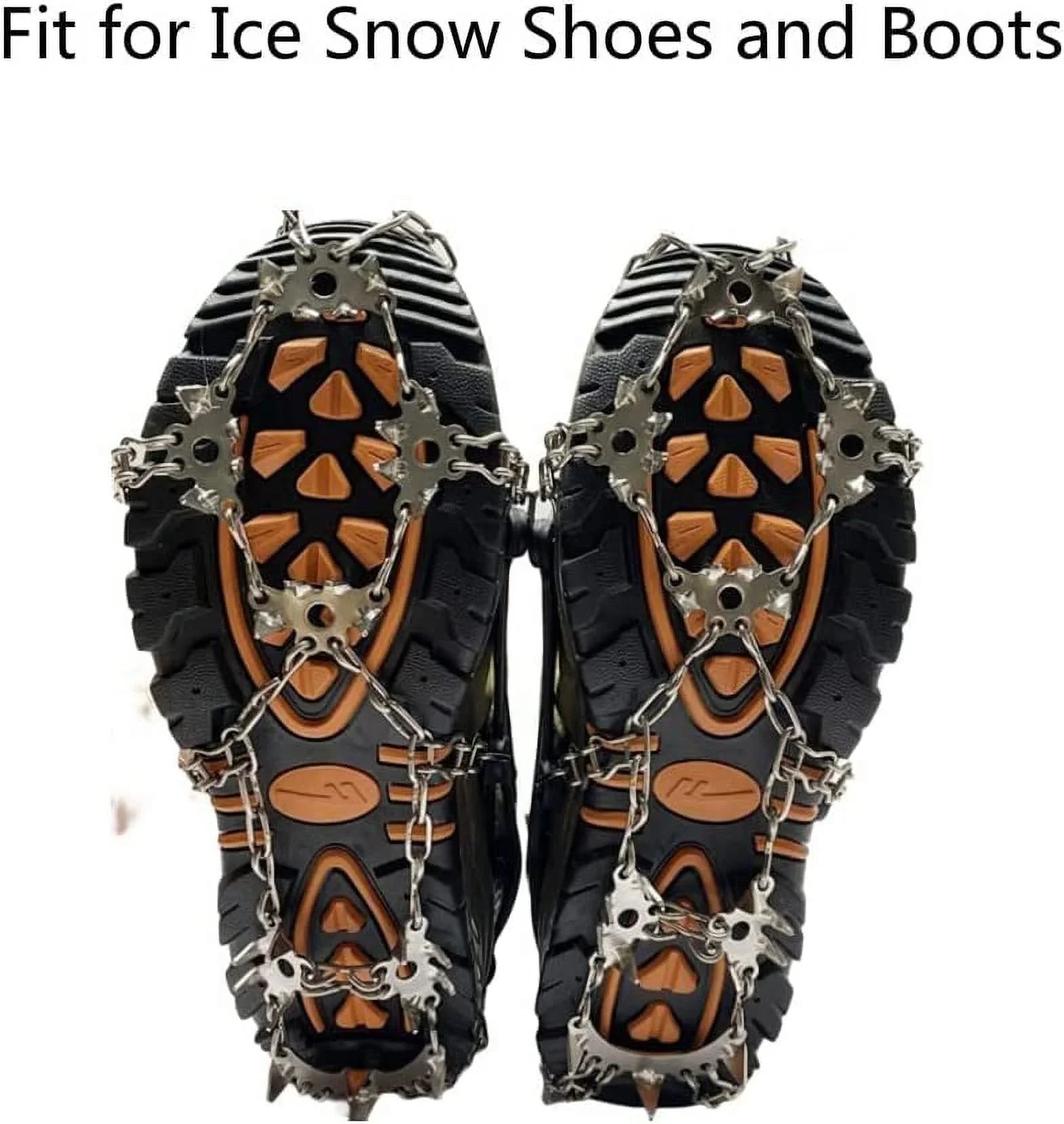 Boots Spikes Non Ice Steel Shoes, and Traction Slip Walking Cleats Crampons & Chains Micro Ice Walk Climbing, Fishing, Ice Hiking, for Shoe Snow Hiking Grips, Boot Stainless for