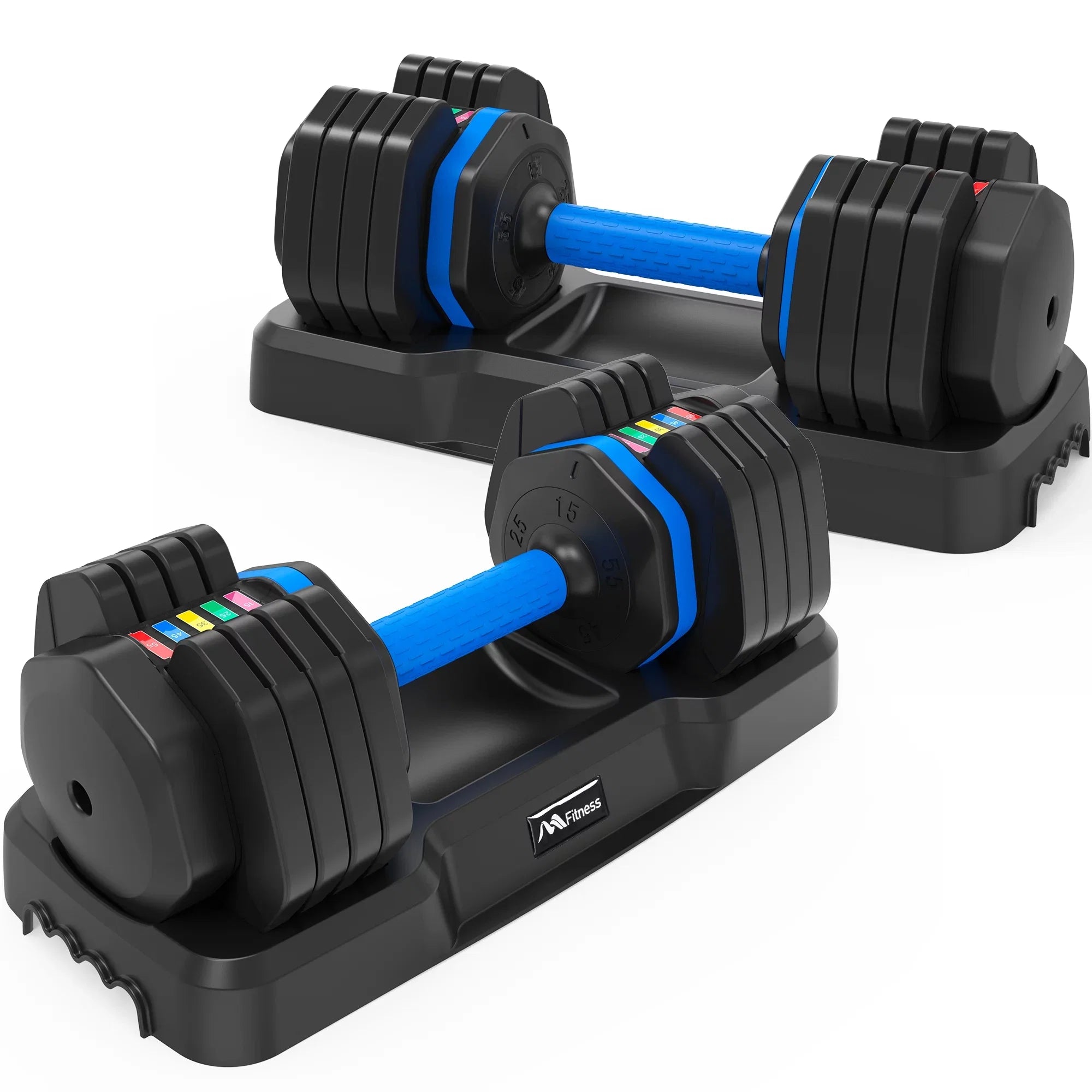 Dumbbell Handle Workout 55lb Set for with with Fast Turning by Full Dumbbell of - Body Anti-Slip x2 Weight Tray, Exercise 2 Fitness Suitable Dumbbell Adjust Adjustable Handle,