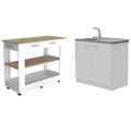 with Utility Kitchen Home 2-Piece Wood Sink Set Island and Square