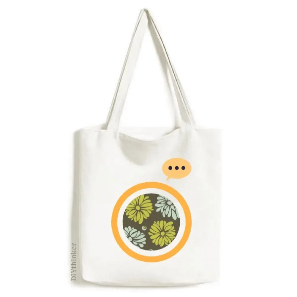 Shoulder Flower Bag Canvas Tote Expression Sack Yellow Chrysanthemum Flower