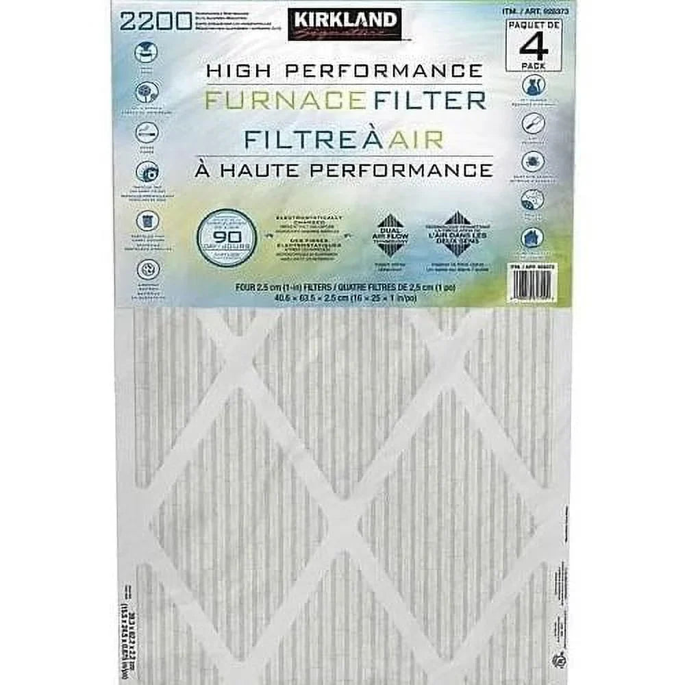 90 Technology Reduction Dual - 2200 Furnace Day Allergen 4 Airflow Performance - Filter, (16X25x1) - Microparticle Performance PACK High