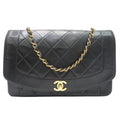 Black Lambskin Chain (Fair) Bag CHANEL Diana Women's Pre-Owned Matelasse Shoulder Chanel Men's