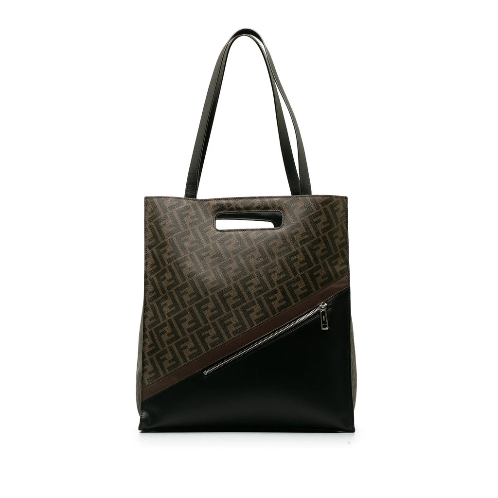 Pre-Owned Unisex Fendi Coated 1974 Brown Zucca Tote Shopping Canvas Fabric (Good) Authenticated Satchel