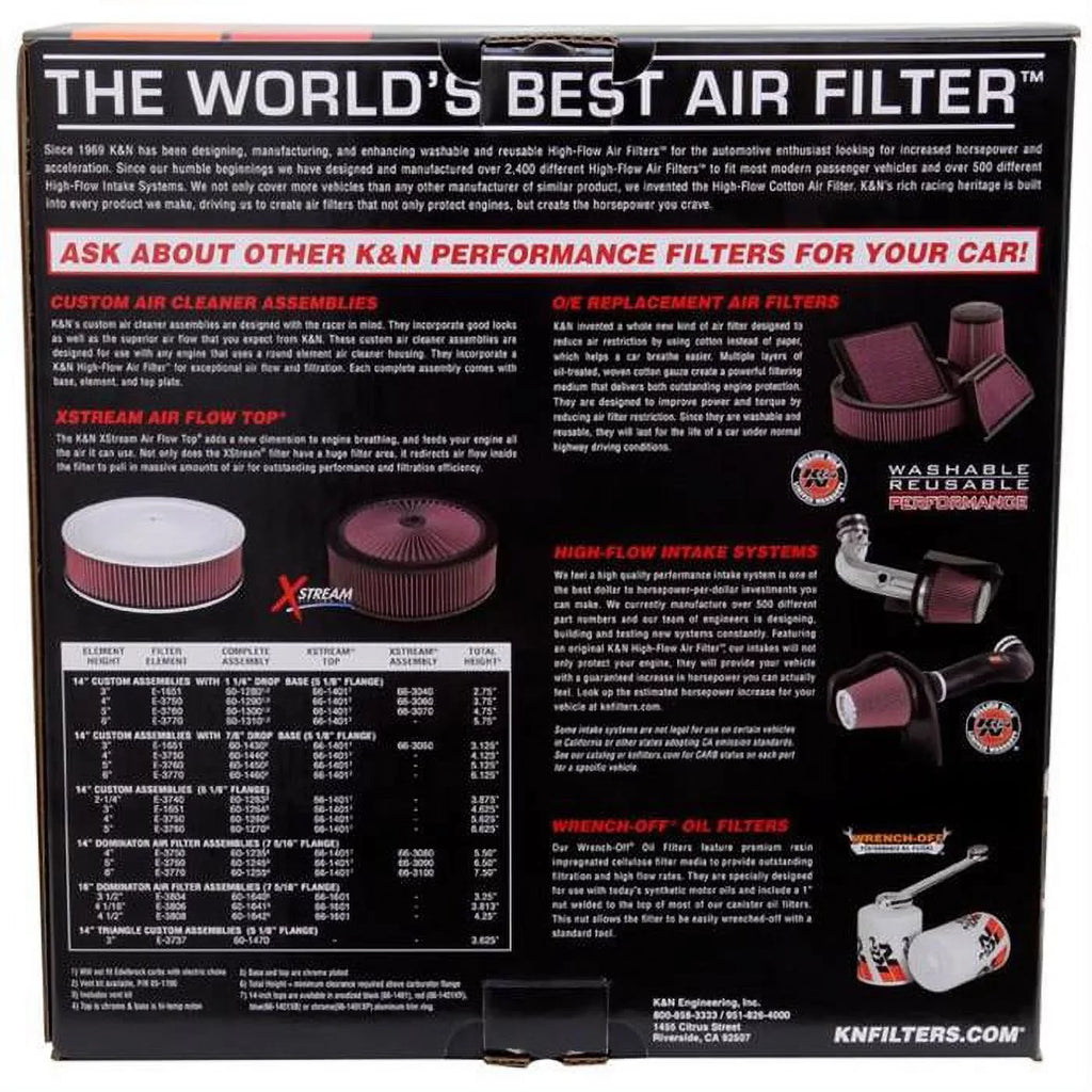 Intake Filter Assembly K&N (Chrome) Air 60-1300 - Custom