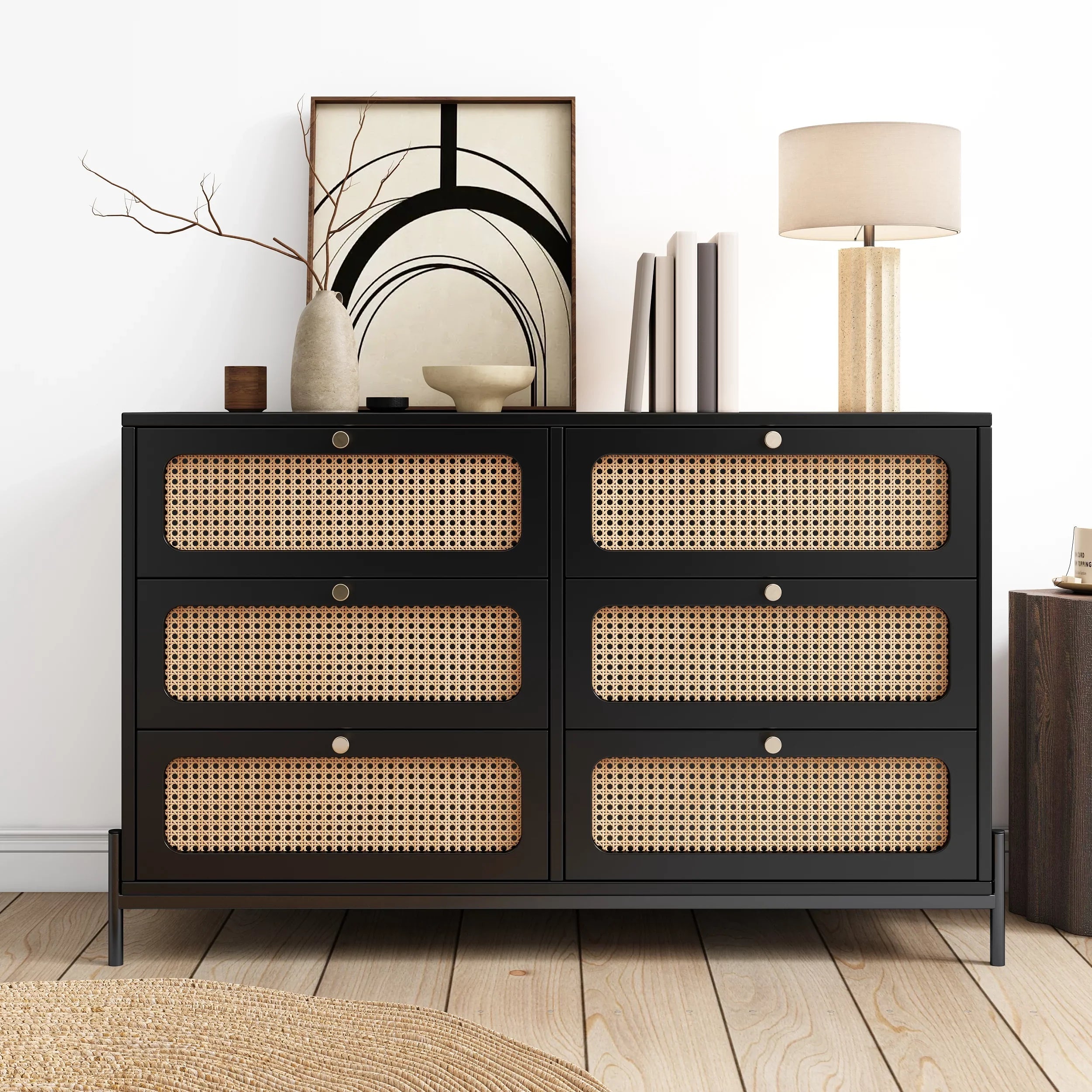 Modern Wood 3 6 Chest Tier Fresco Living Room, Bedroom, Black Drawer, Entryway, Wide of Al with Storage Accent Drawers, Dresser Cabinet for