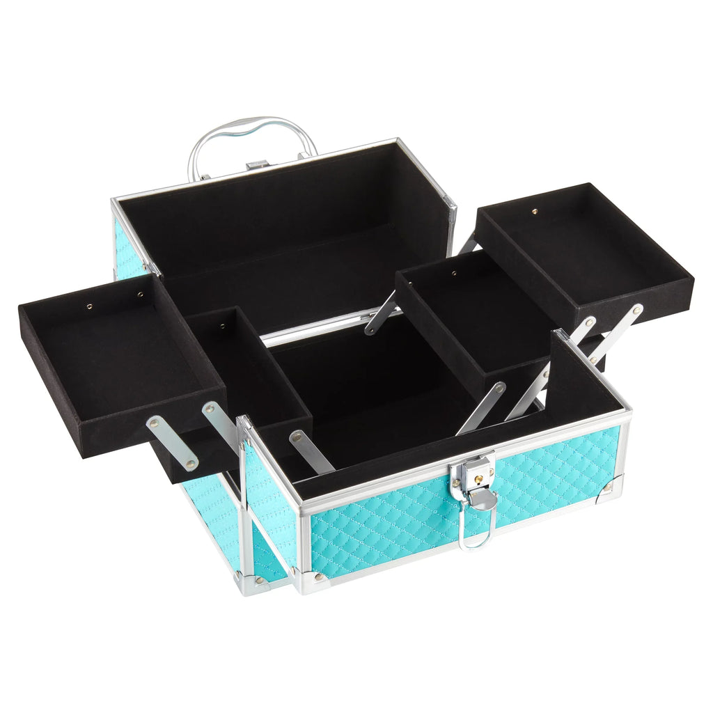 Color, Teal Train Makeup trays, 4 Cosmetics 9.85" 7.9" 6.7" Organizer, x Case x