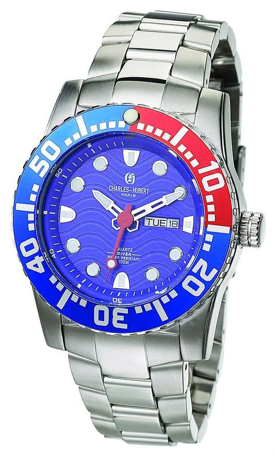Stainless Steel Charles-Hubert- Mens Watch Paris #3779-EM Quartz