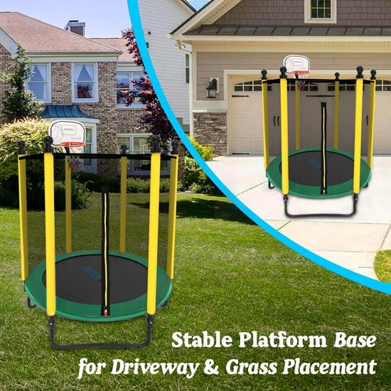 Enclosure SereneLife Green Net Trampoline Jump Outdoor with Rectangle 10FT 5FT Trampoline,