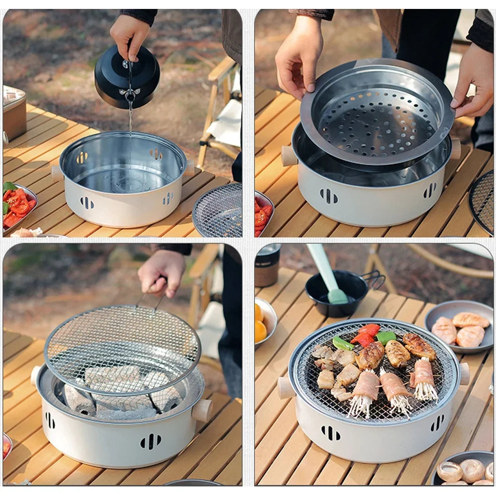 for Portable BBQ Grill, Walmeck Travel and Grill Stainless Charcoal Steel Split Camping