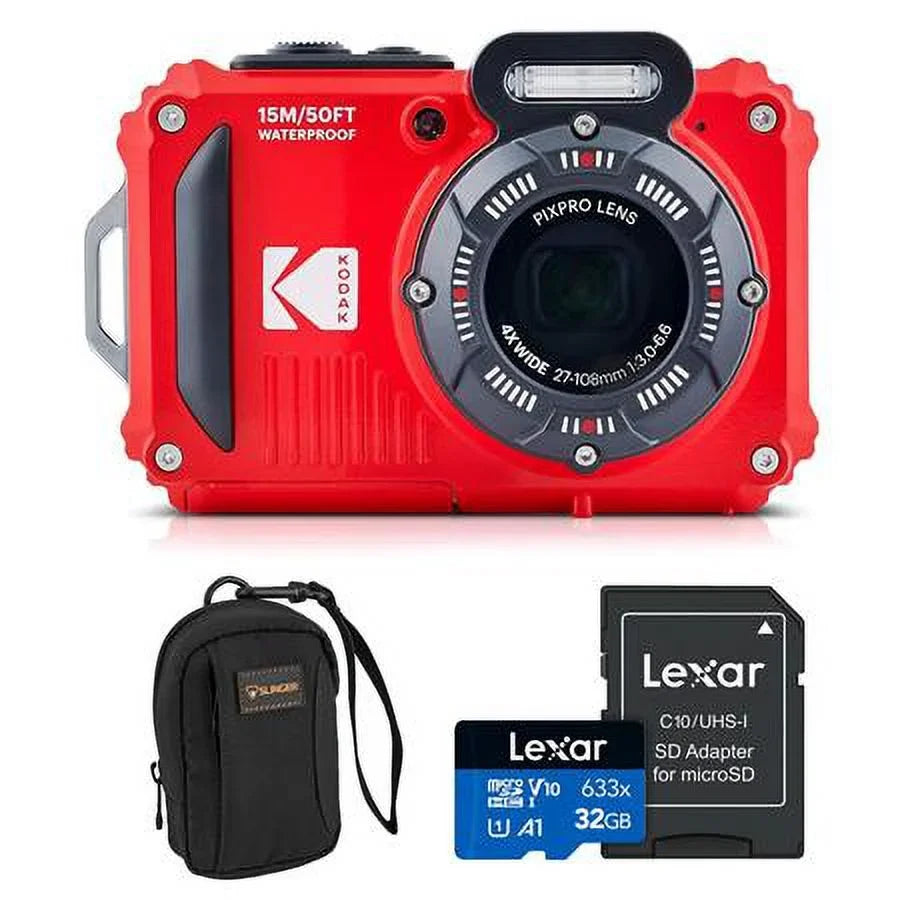 Memory and Card Waterproof Rugged with WPZ2 PIXPRO 32GB Red, HD Camera, Digital Bag Bundle 16MP Camera Full