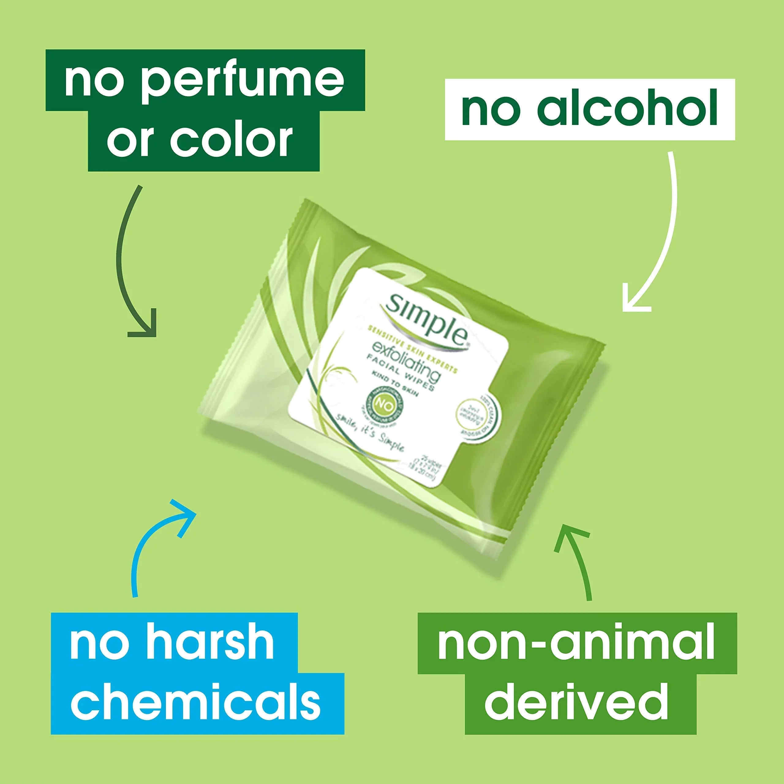 Skin (Pack Of Gentle And Free Exfoliating Wipes Makeup Chemicals, Count Artificial Color Cleansing Simple Perfume And Dye, To Effective Remover Harsh 4) And From 25 Kind