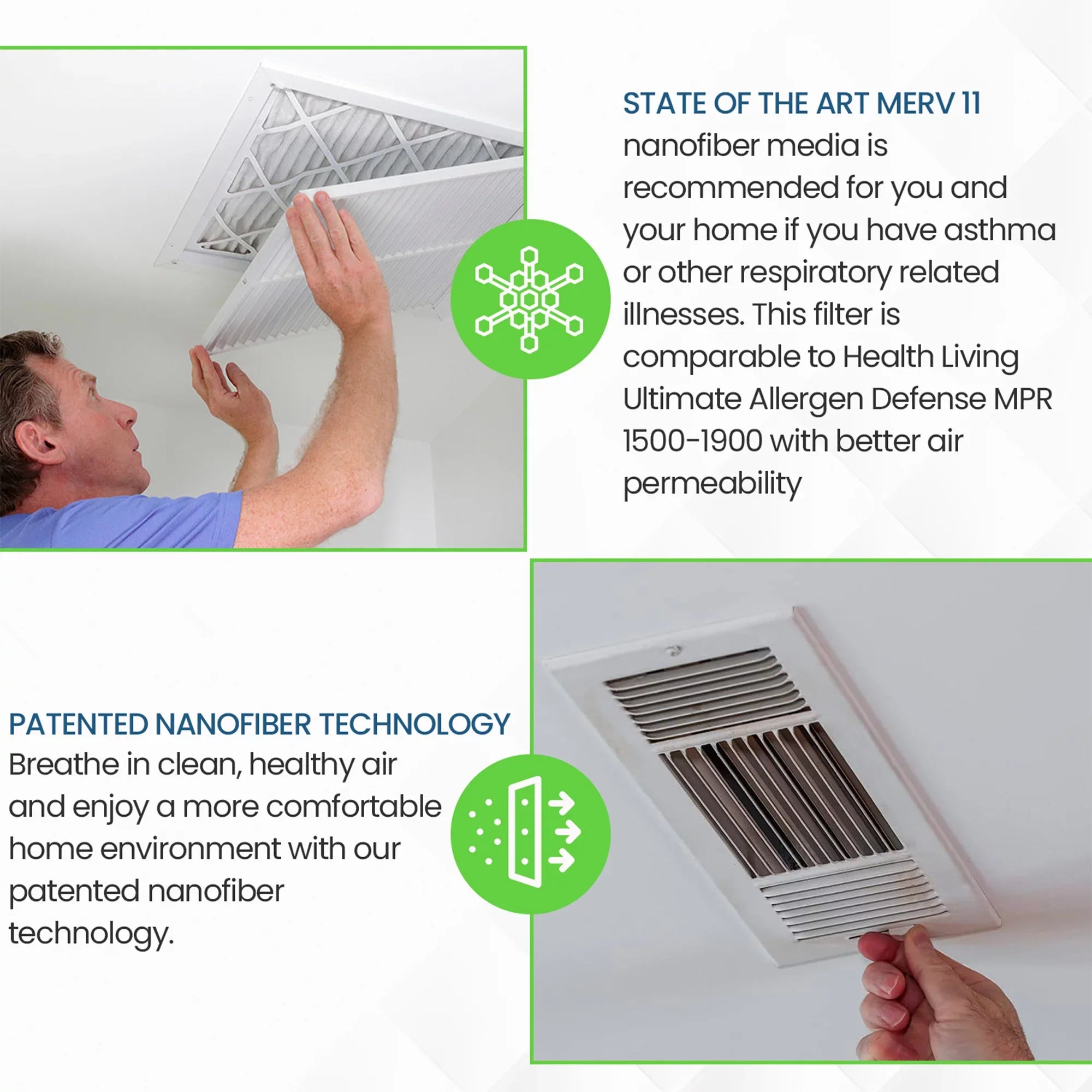(4 11 Home 16x20x1 Pack) 6500 MERV Air Filti Filter Pleated Furnace HVAC