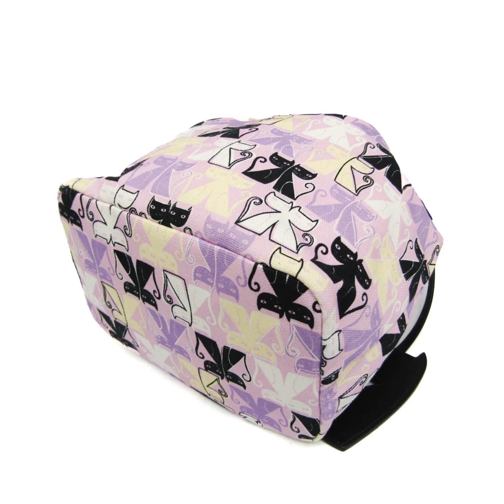 Miu (Good) Black,Light Leather,Cotton CANAPA Pre-Owned Bag CATS 5RM014 Pouch Purple,Multi-color Drawstring Women's Miu