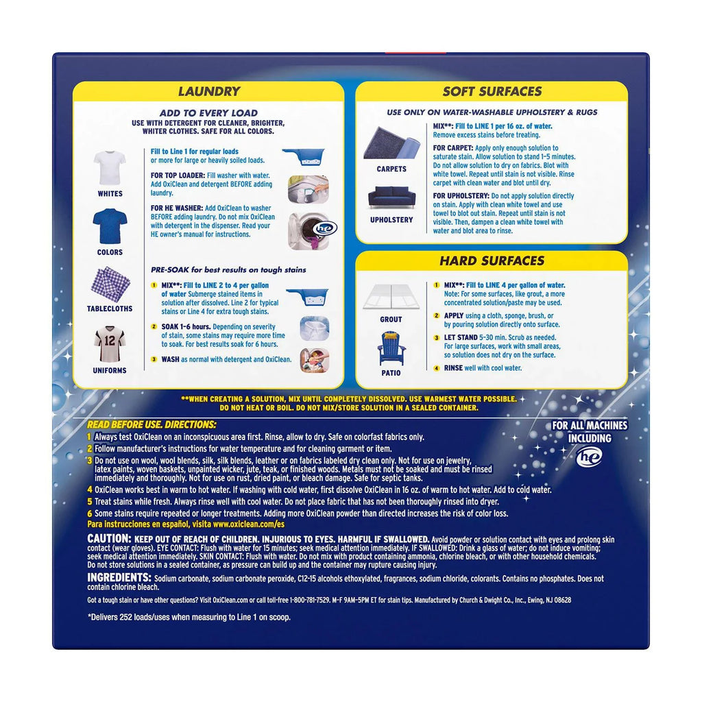 Remover, Efficiency Max OxiClean 252 Stain Loads