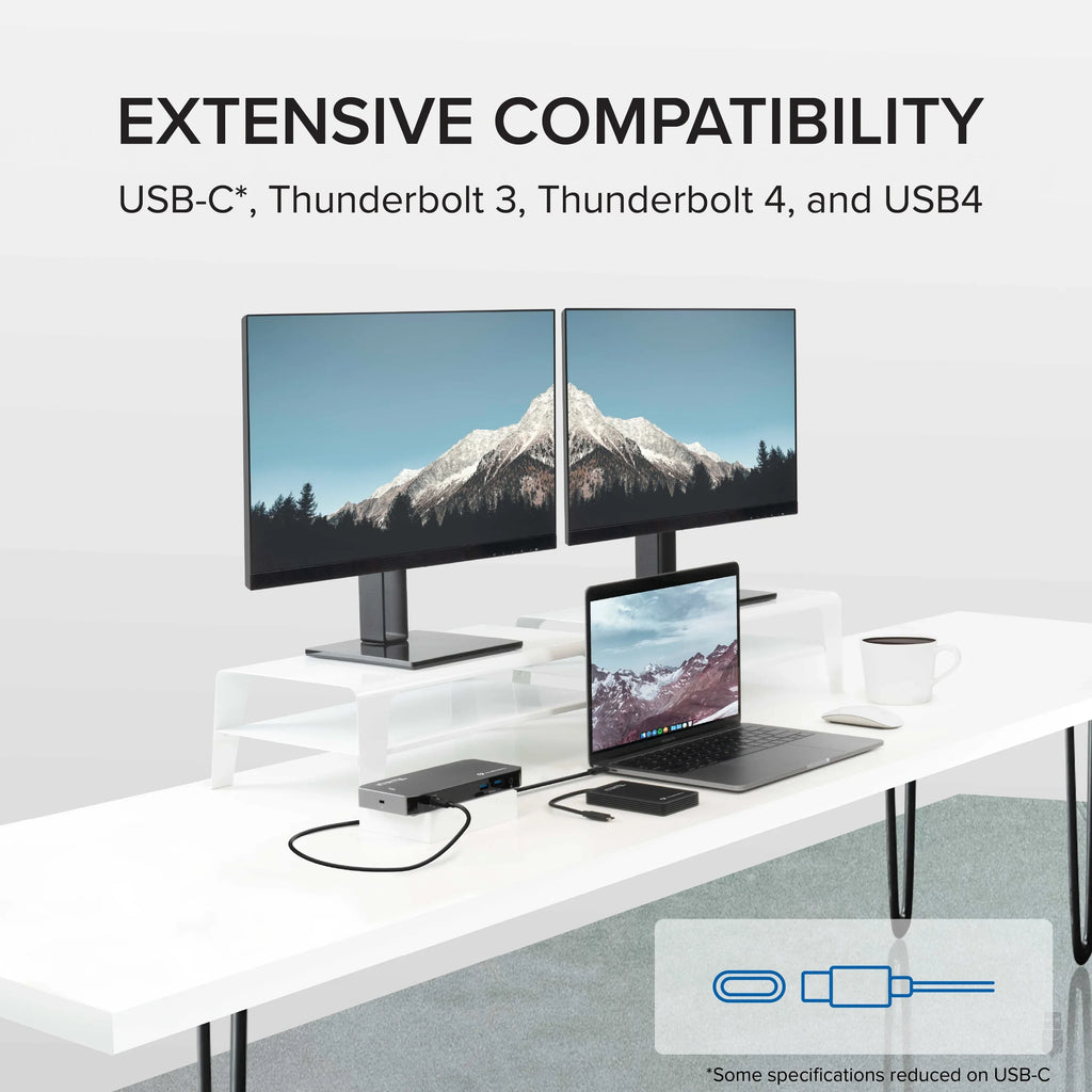 and Windows Charging, and Laptops, HDMI, Mac with Jack and Thunderbolt Ethernet, 3.0, Gigabit 96W USB-C 2x Compatible Plugable 3x 40Gbps USB-C, USB Dock Audio - DisplayPort with