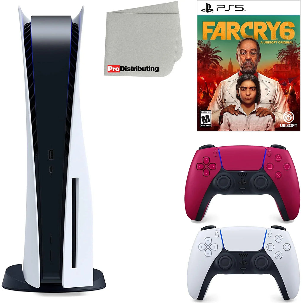 Cry 5 Cosmic Extra and 6 Disc (Sony PS5 Disc) Controller, Bundle Cleaning Red with Cloth Playstation Microfiber Far Version Sony