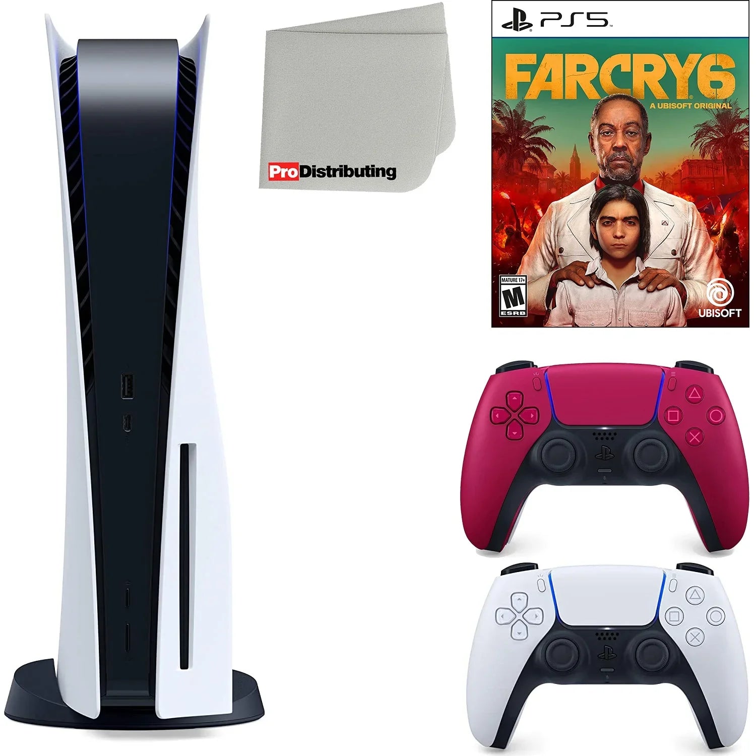 Cry 5 Cosmic Extra and 6 Disc (Sony PS5 Disc) Controller, Bundle Cleaning Red with Cloth Playstation Microfiber Far Version Sony
