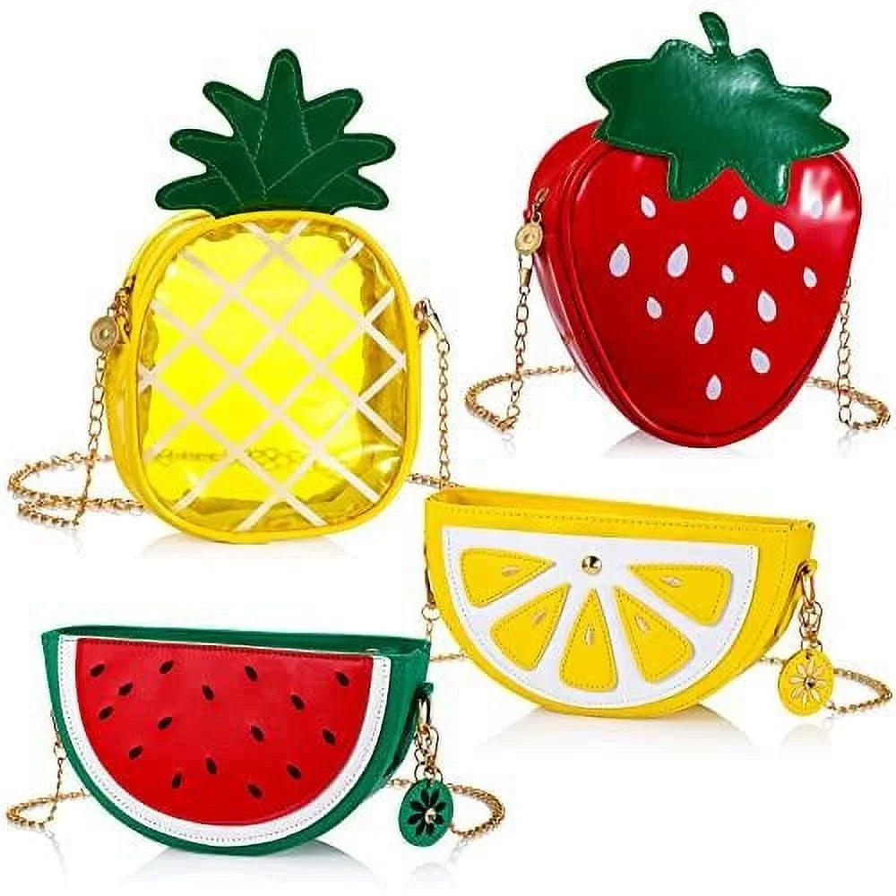 for Bag Strawberry Crossbody Purse Purse Fruit Bag Shoulder Gift Shape Lemon Wallet 4 Bag Watermelon Novelty Girl Set Mini Cute of Women Shoulder Fruit Bag Shoulder Pineapple