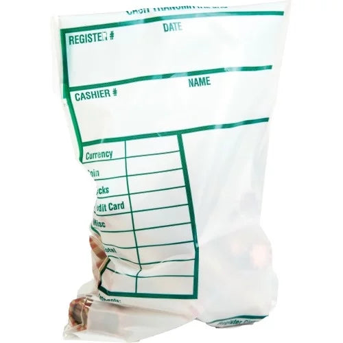 6" White Park Transporting Cash with - Transmittal Bags Width Length 100/Pack x Quality - 9" - Redi-Strip