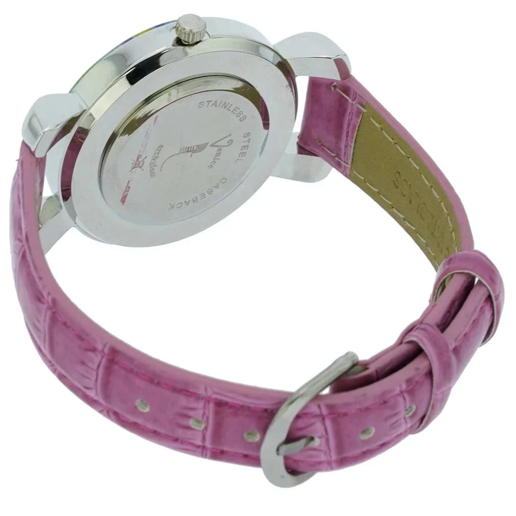 Murano With Serena Band Millefiori GlassOfVenice Leather Watch Purple -