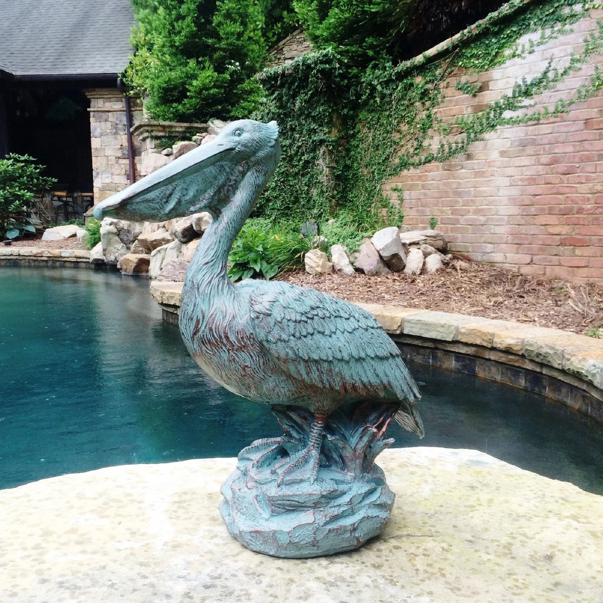 on Beach Rock 20 Bronze Pelican Patina Coastal in. Nautical Homestyles Statue