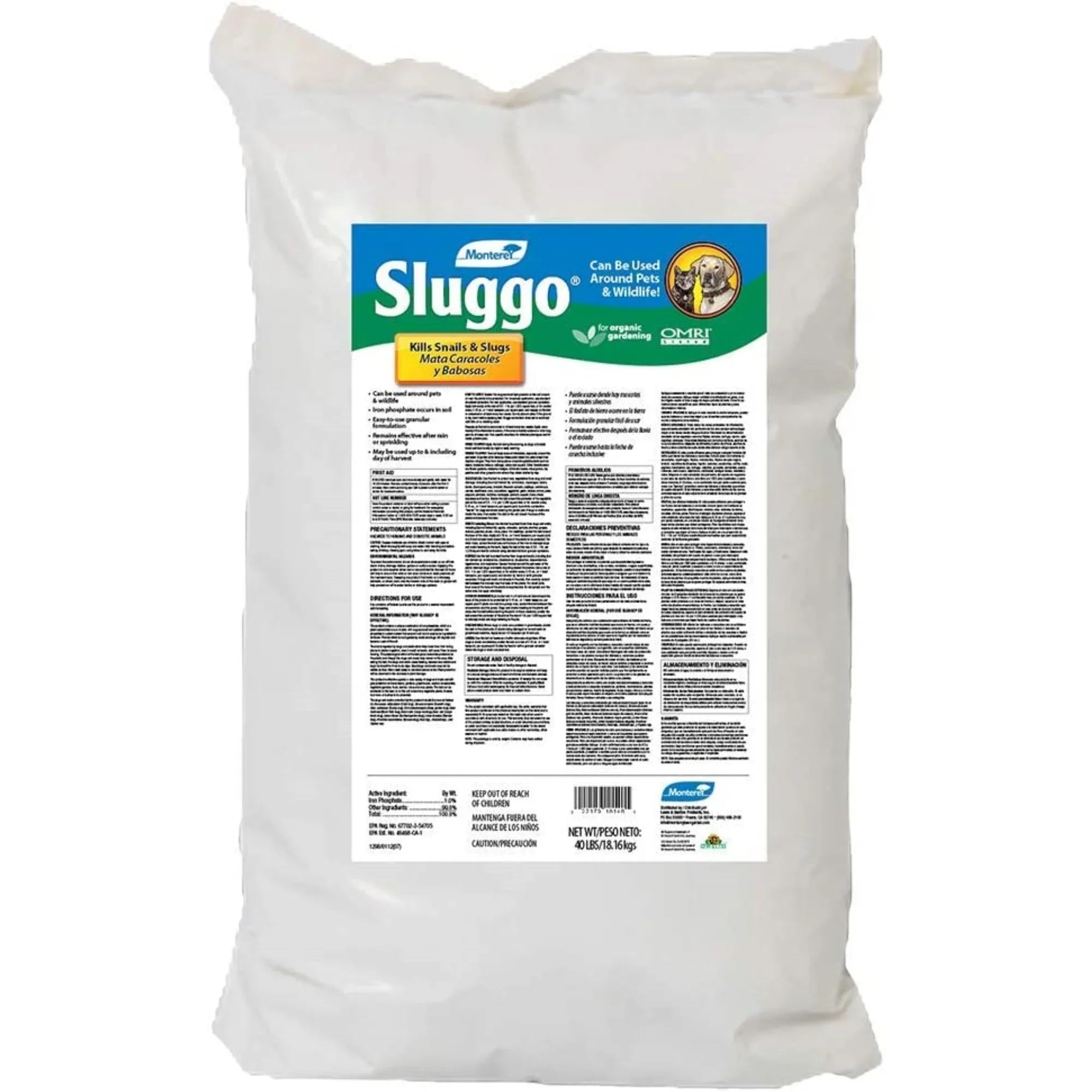 40lb and Granual Sluggo Slug Ready-to-Use Bait, Snail Monterey