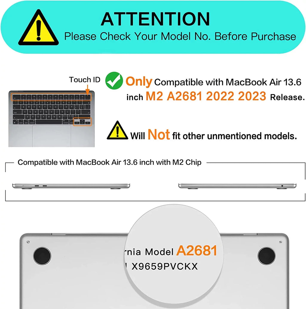 13.6 Release Air Shell inch with MacBook Hard A2681 M2 Compatible Case 2023 Touch Chip ID, 2022