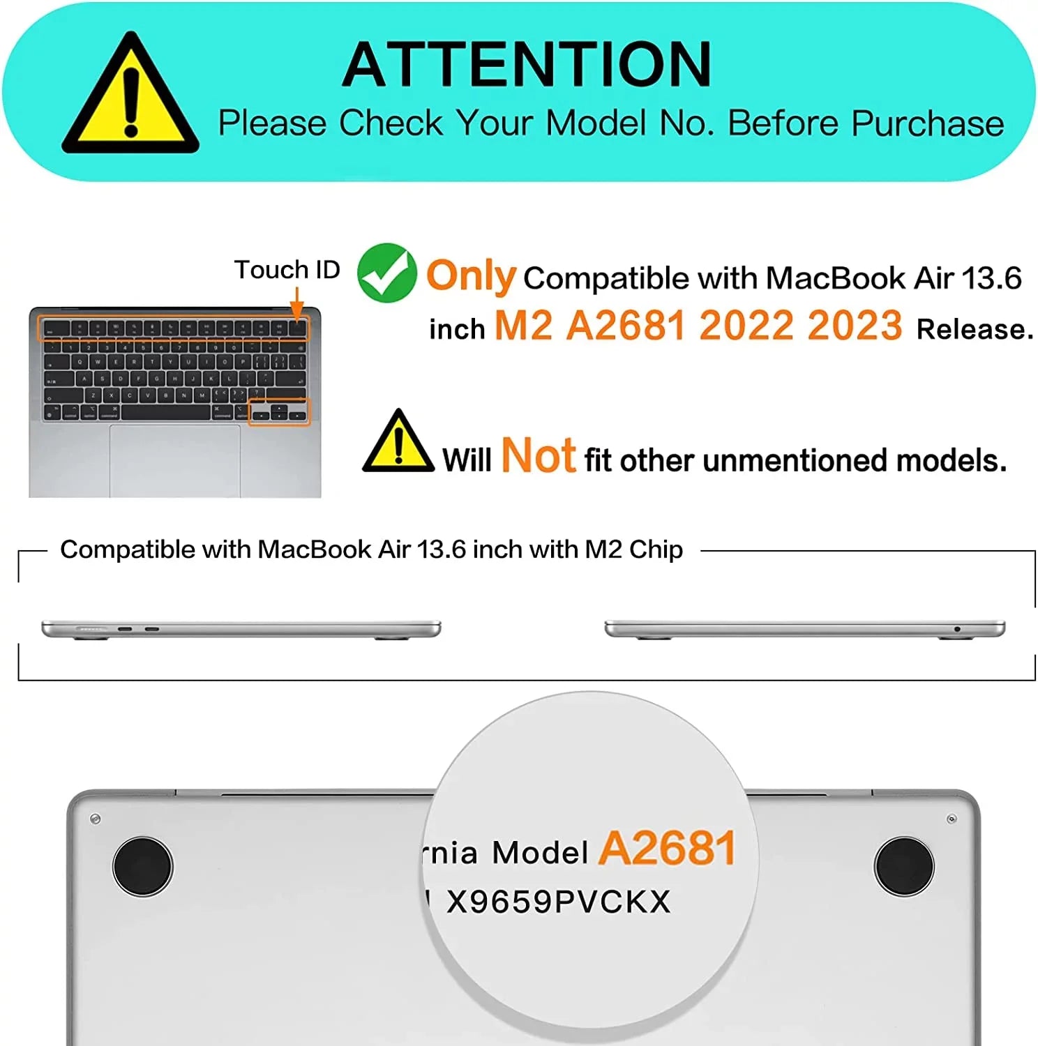 13.6 Release Air Shell inch with MacBook Hard A2681 M2 Compatible Case 2023 Touch Chip ID, 2022