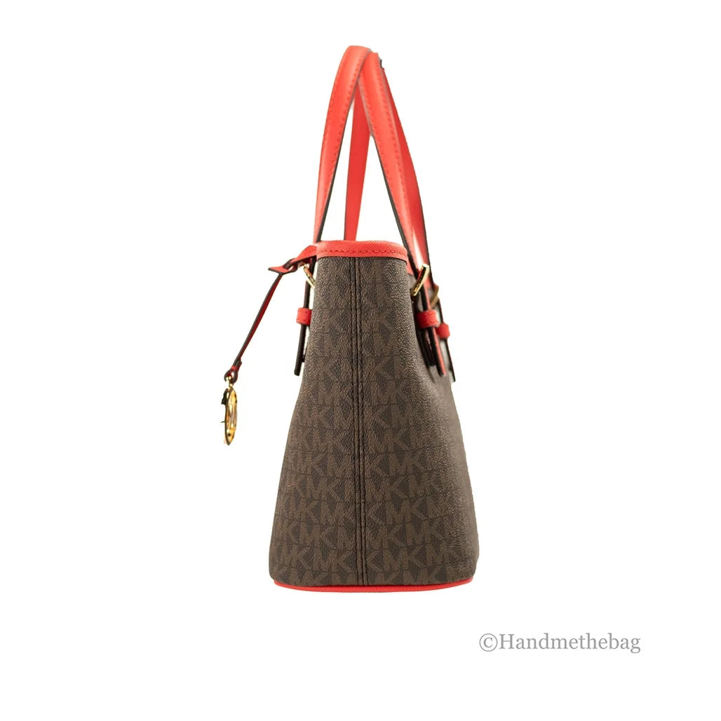 Logo (Dark Jet Sangria) Michael Travel Top-Zip Extra-Small Kors Tote Set Bag