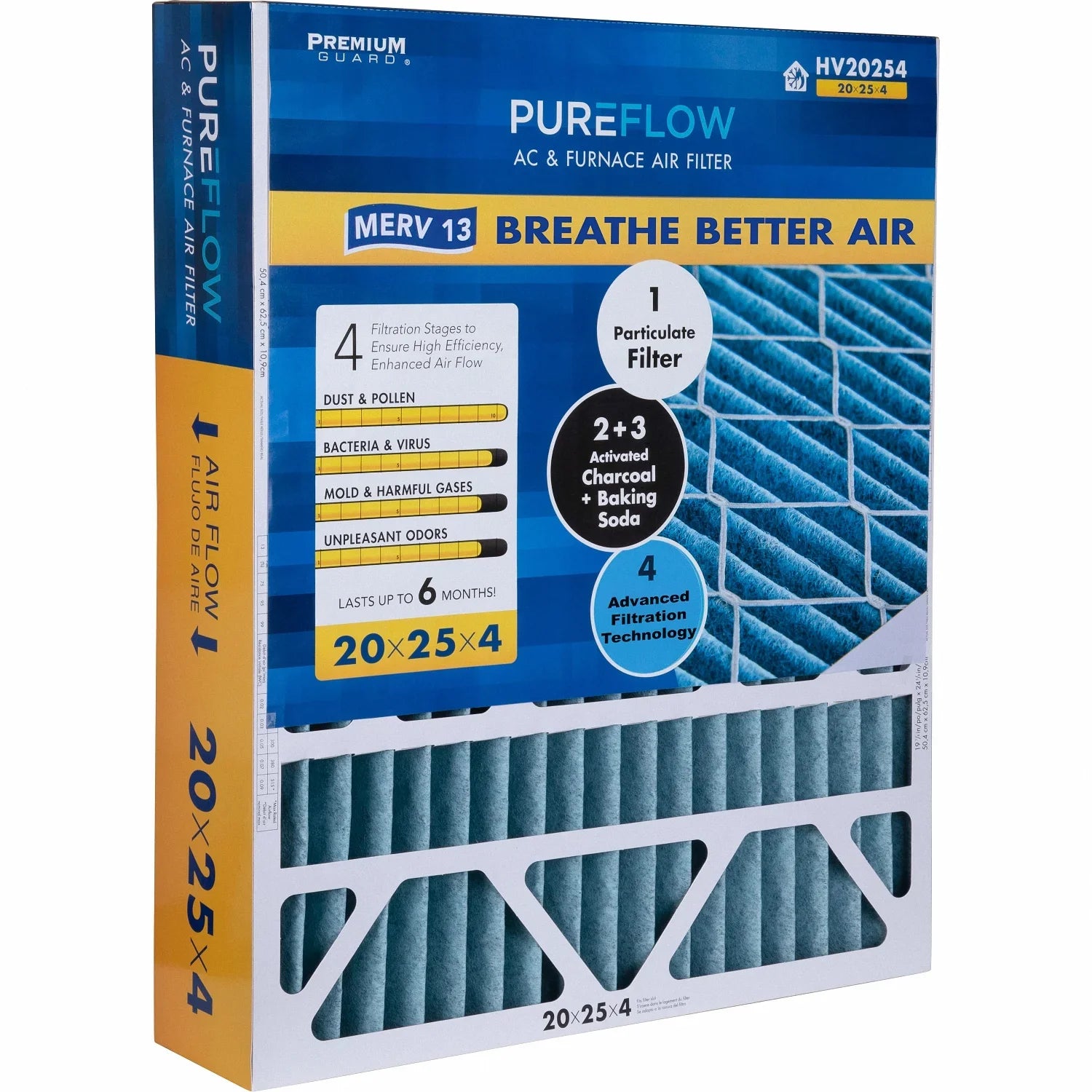 Layers Advanced of Filter Home Filtration with Pack-of-2 MERV-13 PureFlow, 4 Technology, Furnace Air 20x25x4,