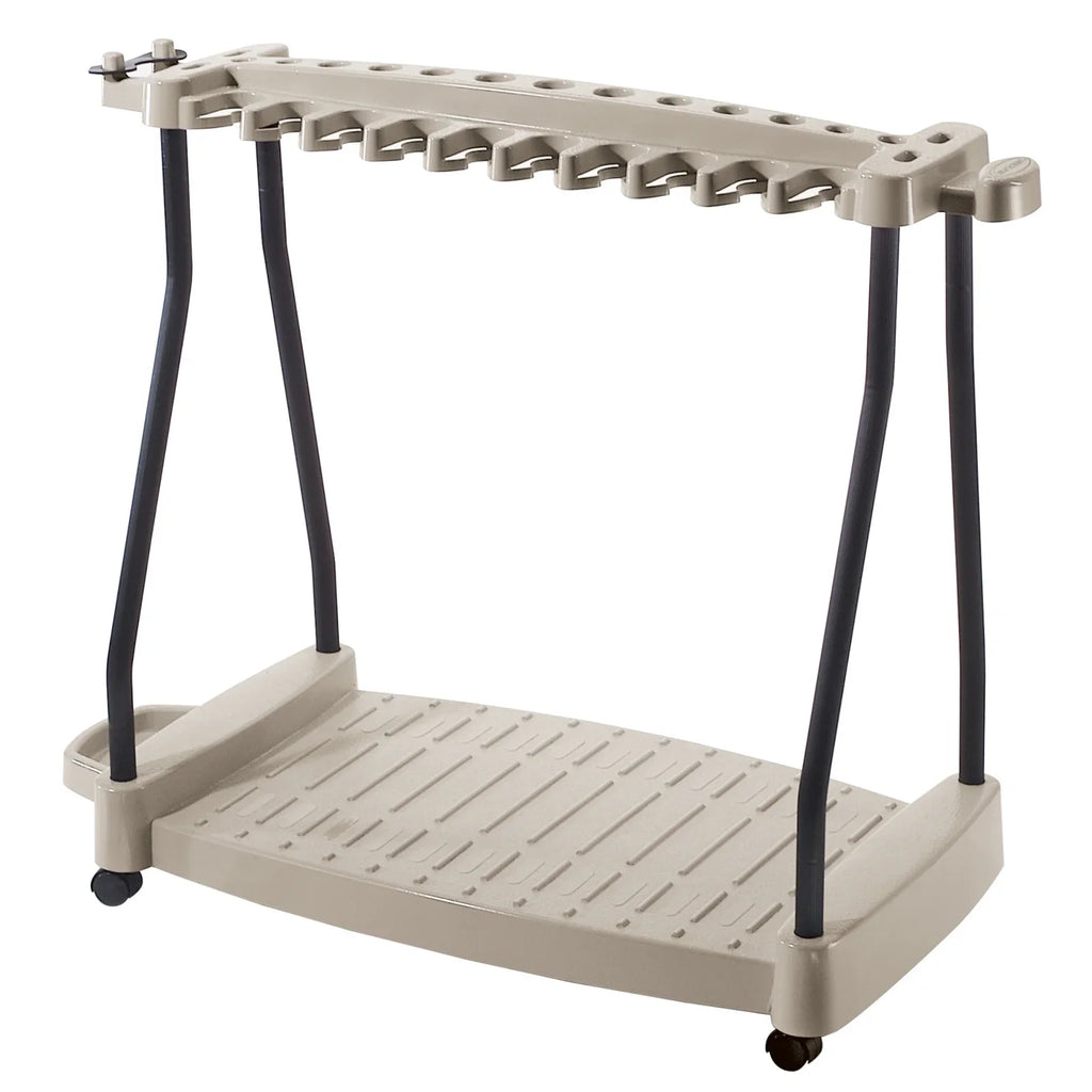 Light 30 Tool Garden Wheels Storage with Lawn and Rack for Taupe Steel Tools, Suncast