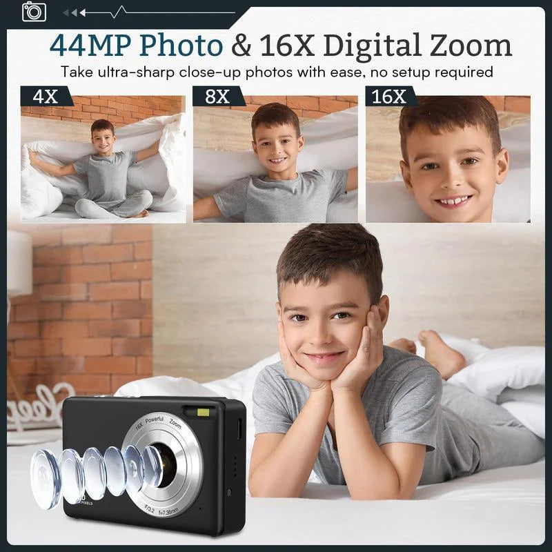 & Digital 1080P for Gift, f=7.36mm), Card, Camera Digital DC403 16X 1 Zoom Recording P Compact Piece Festival, Digital?Cameras, 32G Music Camera?for?Mother's Day Ff(F/3.2, Memory 44MP Multi-functional