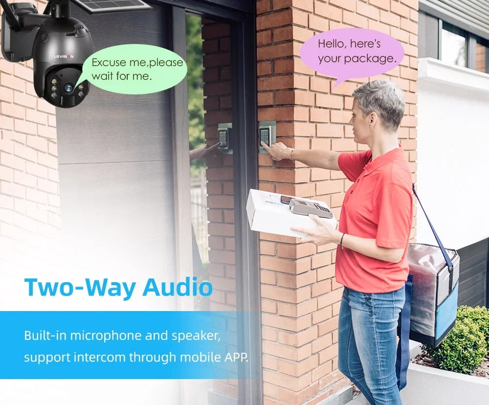 Wireless LS VISION System Camera 4MP Battery Solar Wifi Powered Camera Outdoor PTZ Security