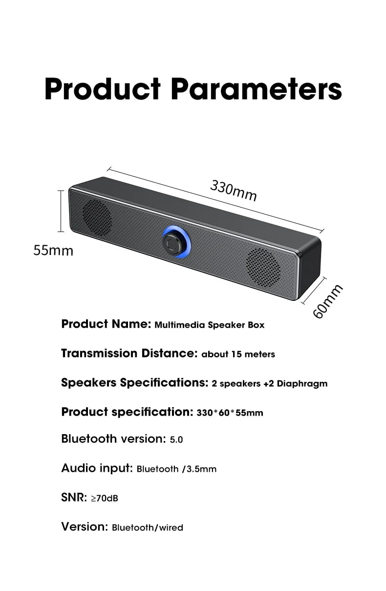 TV Speaker 4D Wired Computer Stereo Theater For Sound Surround Home Strong Subwoofer Bass System Bluetooth Soundbar