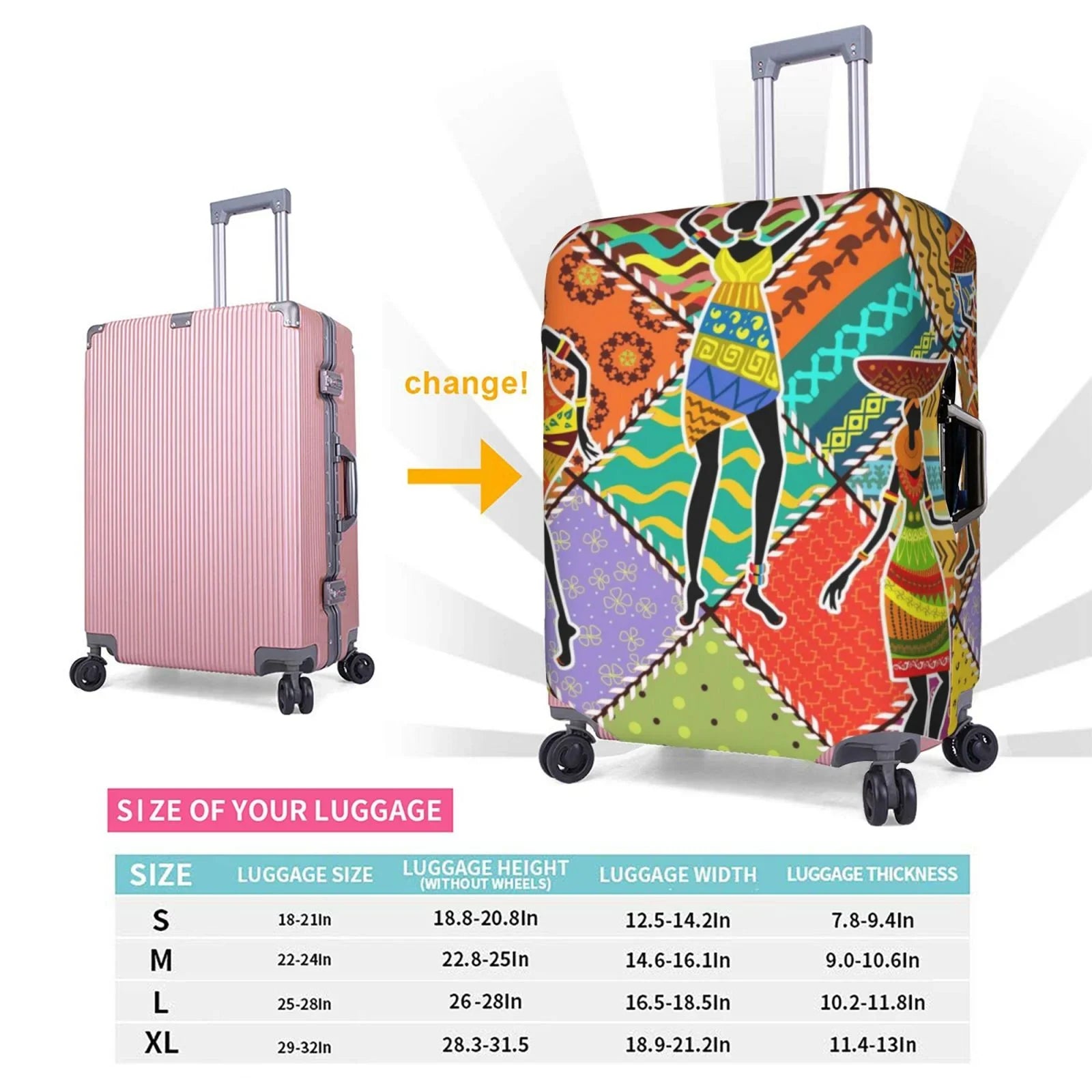 Suitcase Cover Kll Suitcase Protector- Womans Dancing African Cover Luggage