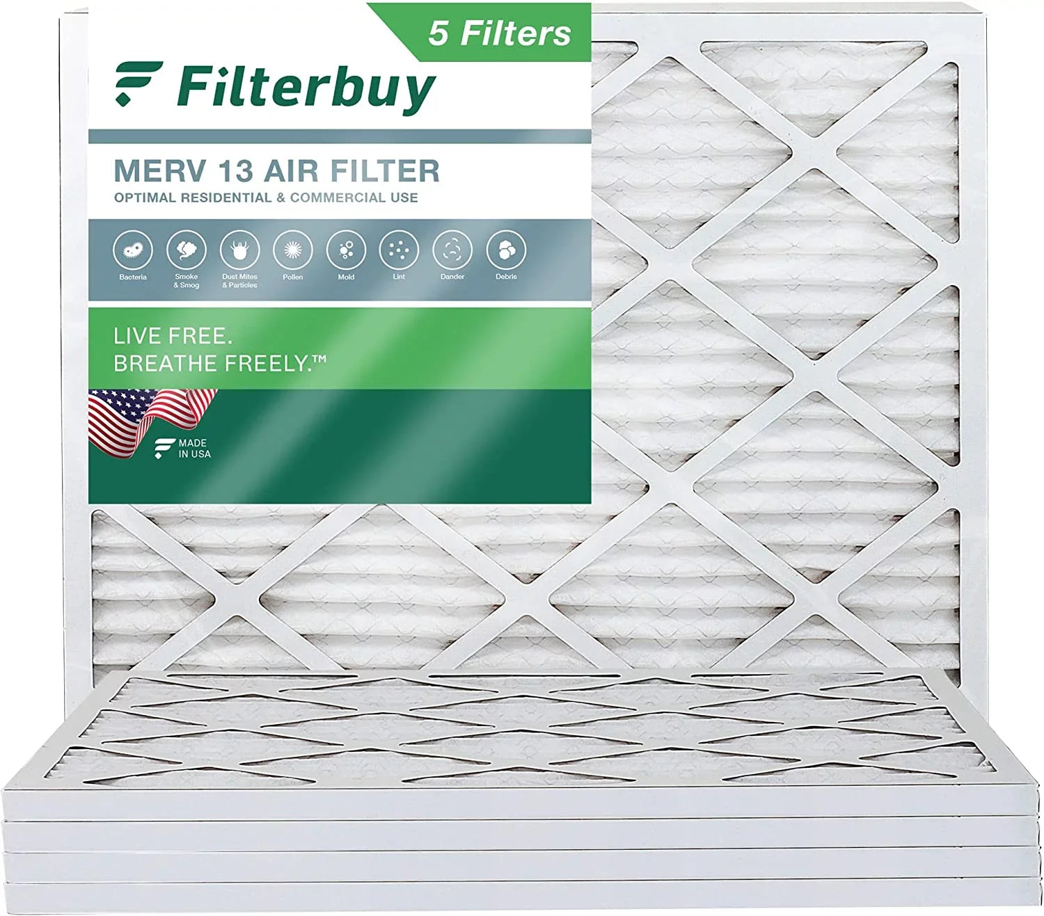 Filters 16x20x1 13 (5-Pack) Pleated HVAC Air MERV AC Furnace Filterbuy