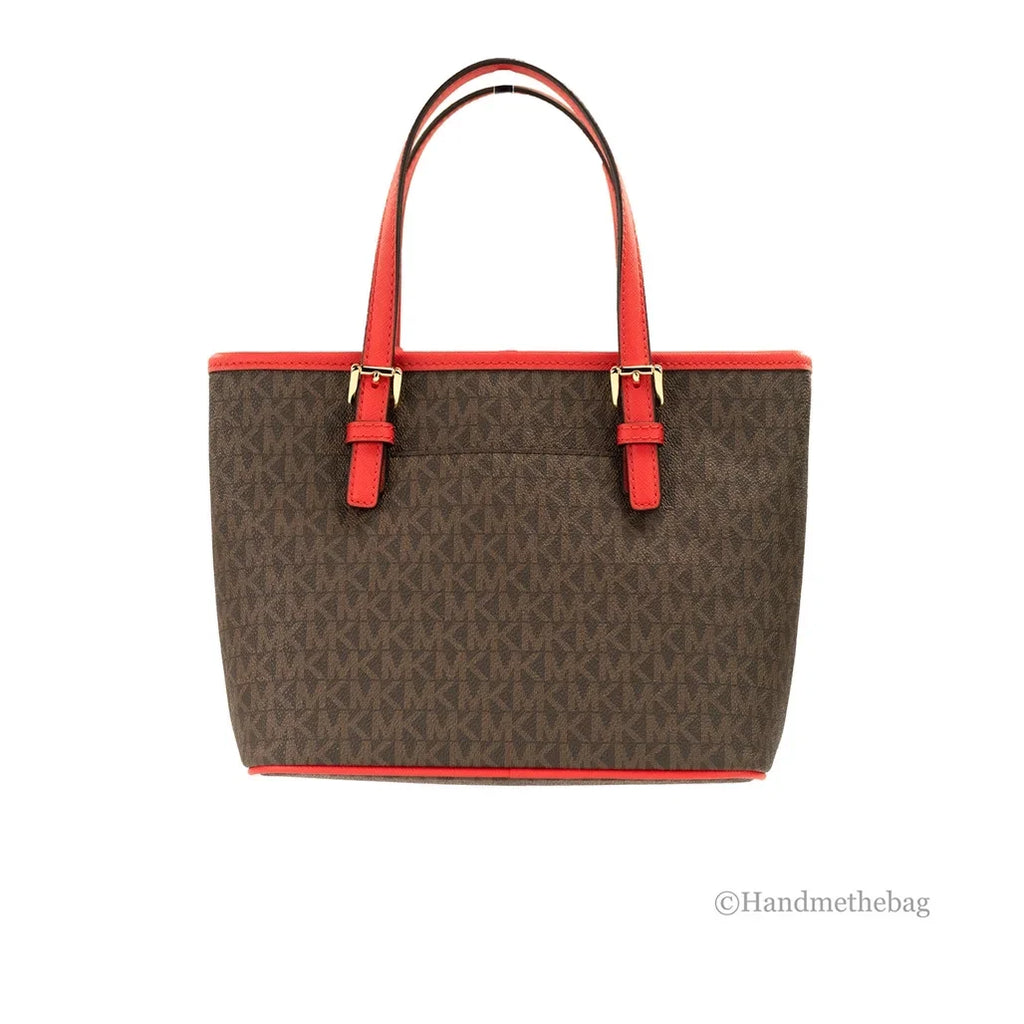 Logo (Dark Jet Sangria) Michael Travel Top-Zip Extra-Small Kors Tote Set Bag