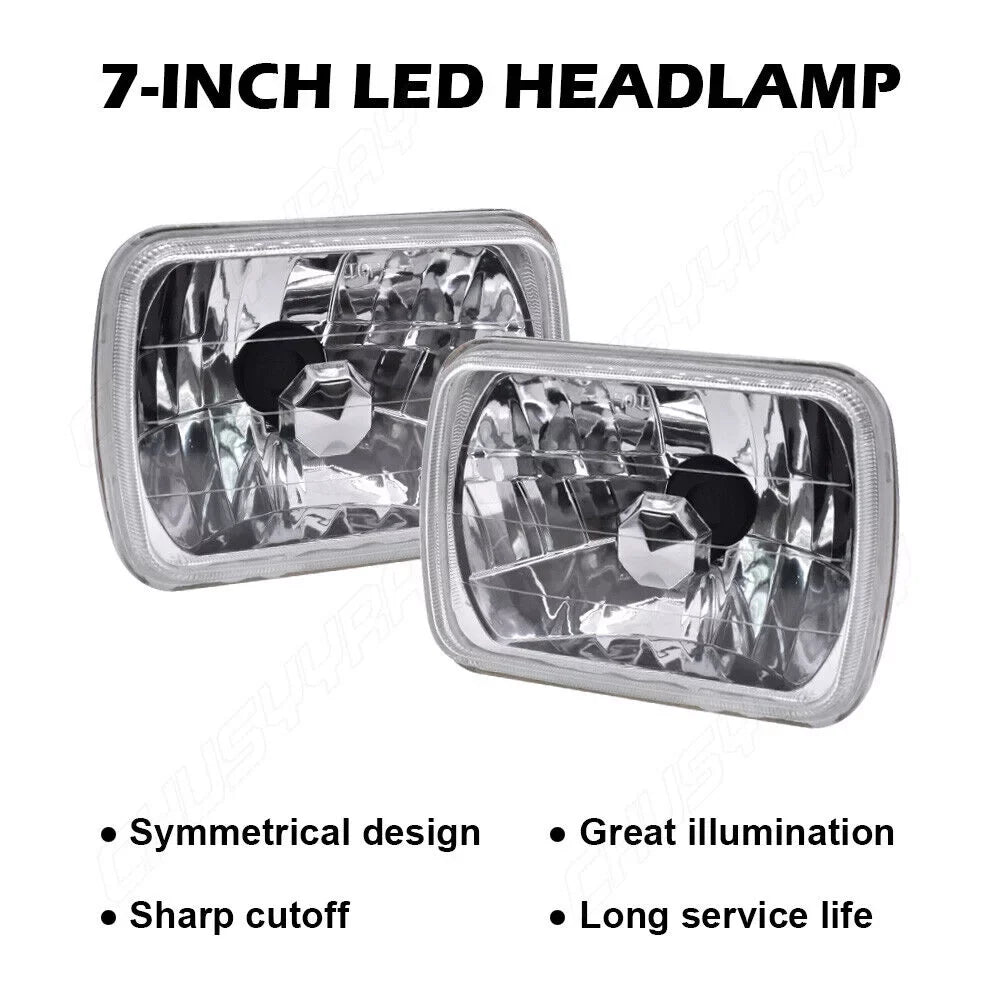 For 7x6" 5X7" Wrangler Headlights Jeep XJ 1984-2001 LED YJ 2x 1986-1995 Cherokee