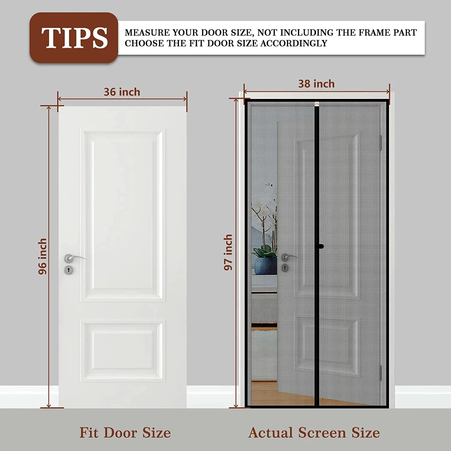 Door x Screen Heavy Door Screen Black Magnets 36 Fits Size 96, Air 97" Size 96" Yotache Fits Enjoy Door Doors x 36" Duty 38" x Size with Screen Fresh