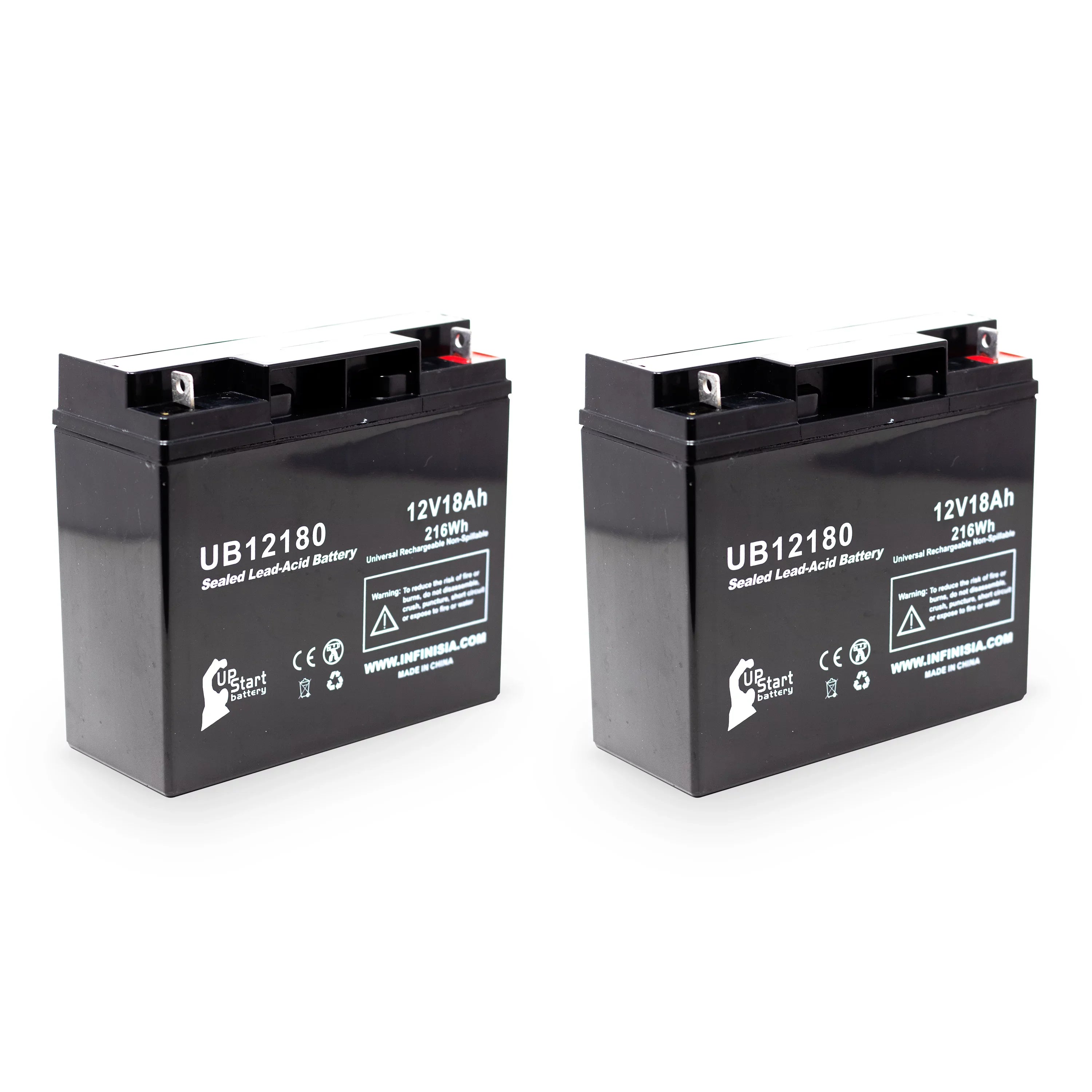 Replacement 18Ah, Universal Sealed T4 PX12180 - 18000mAh, 2x UB12180 Compatible Lead Terminal, / GS SLA) Acid Pack AGM, Battery - Portalac (12V, Battery