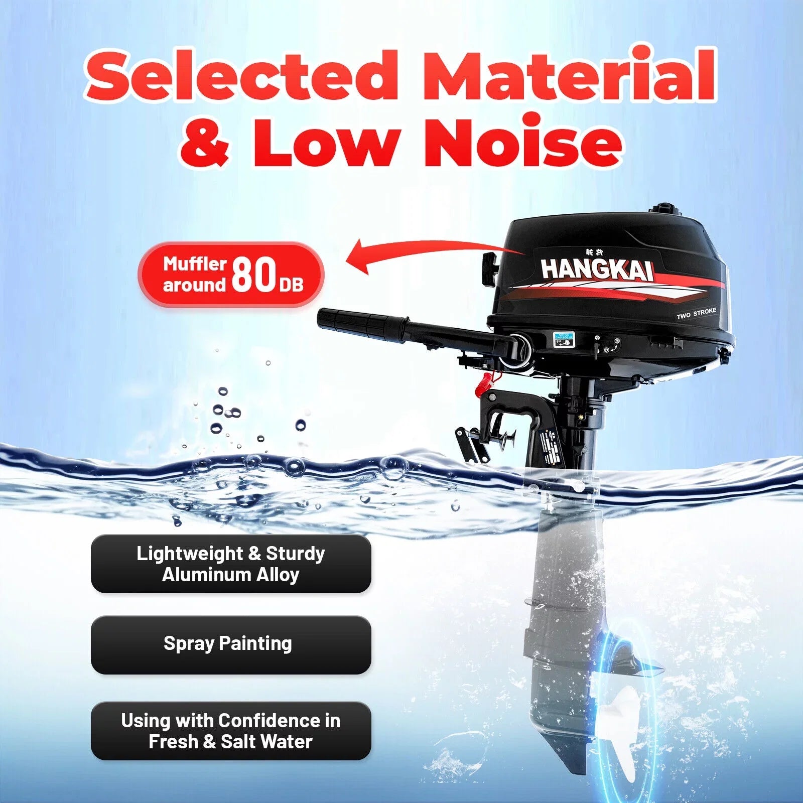 Inflatable Hp Motor Outboard 6 Boat Motor Fishing System 2-Stroke Water CNCEST Cooling Engine