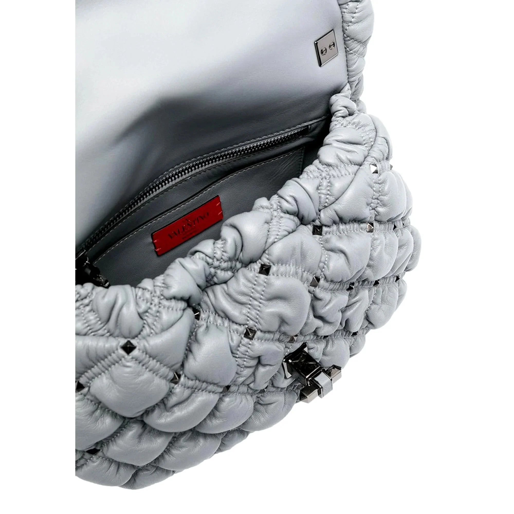 Spike Bag Gray Garavani Medium Me Leather Valentino Crossbody