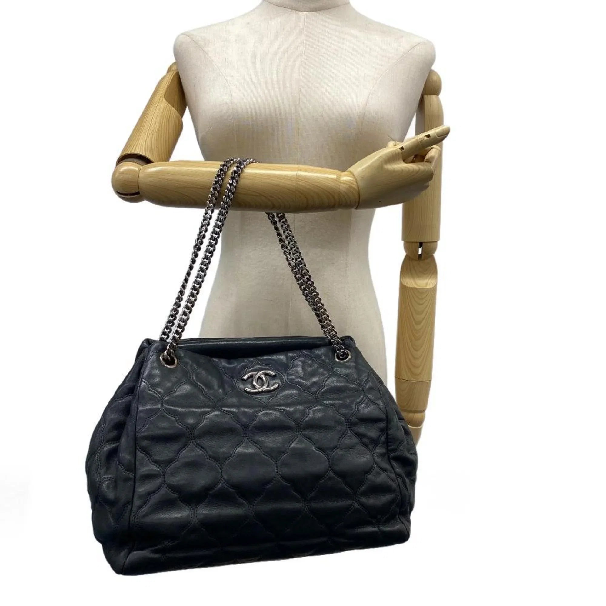 Shoulder Pre-Owned Bubble CHANEL Women's Quilt (Fair) Coco Mark Handbag Z0005974 Black Chain