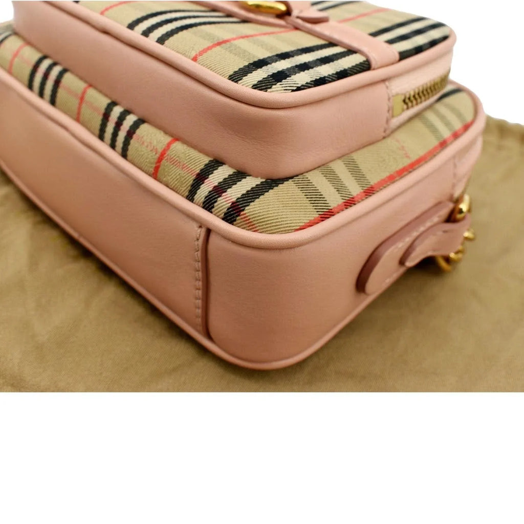 Knight Light Bag Pink Camera Check Link Crossbody BURBERRY Pre-owned 1983