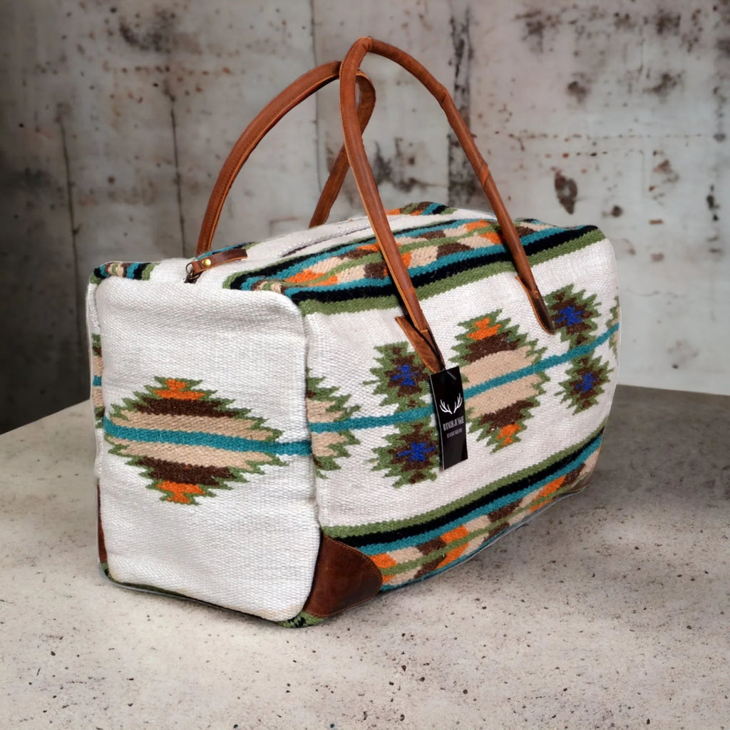 Blanket Bag Handles Aztec Bag Duffel Aspen Weekender Large Saddle 100% Leather Southwestern Boho