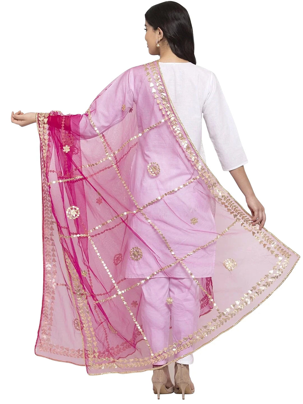 Ethnic eloria Scarf Shawl Woman's Floral Indian Magenta Dupatta, Stole, Chunni, Wrap
